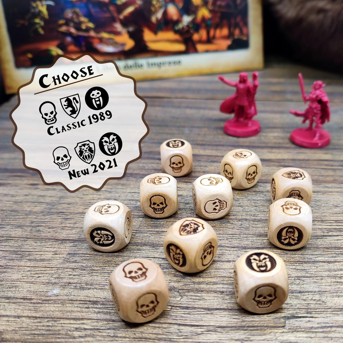 Dadi in legno per HeroQuest – Dadi combat e dadi movimento – Versione classica 1989 o nuova 2021